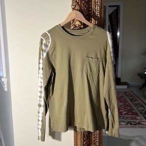 Long Sleeve cotton TShirt Tie Dye Women's Size Small Olive Green 100% Cotton Tee